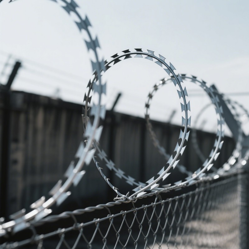 Anti-Climb Stainless Steel Razor Barbed Tape, Sharp Blade Concertina Wire for High Security Fence Top Protection